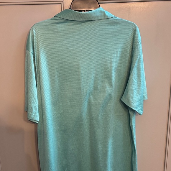 Peter Millar LG green with blue stripes polo shirt - Picture 5 of 5